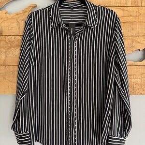 Silky Portofino Shirt from Express – Black and White Stripe, Size Large, New